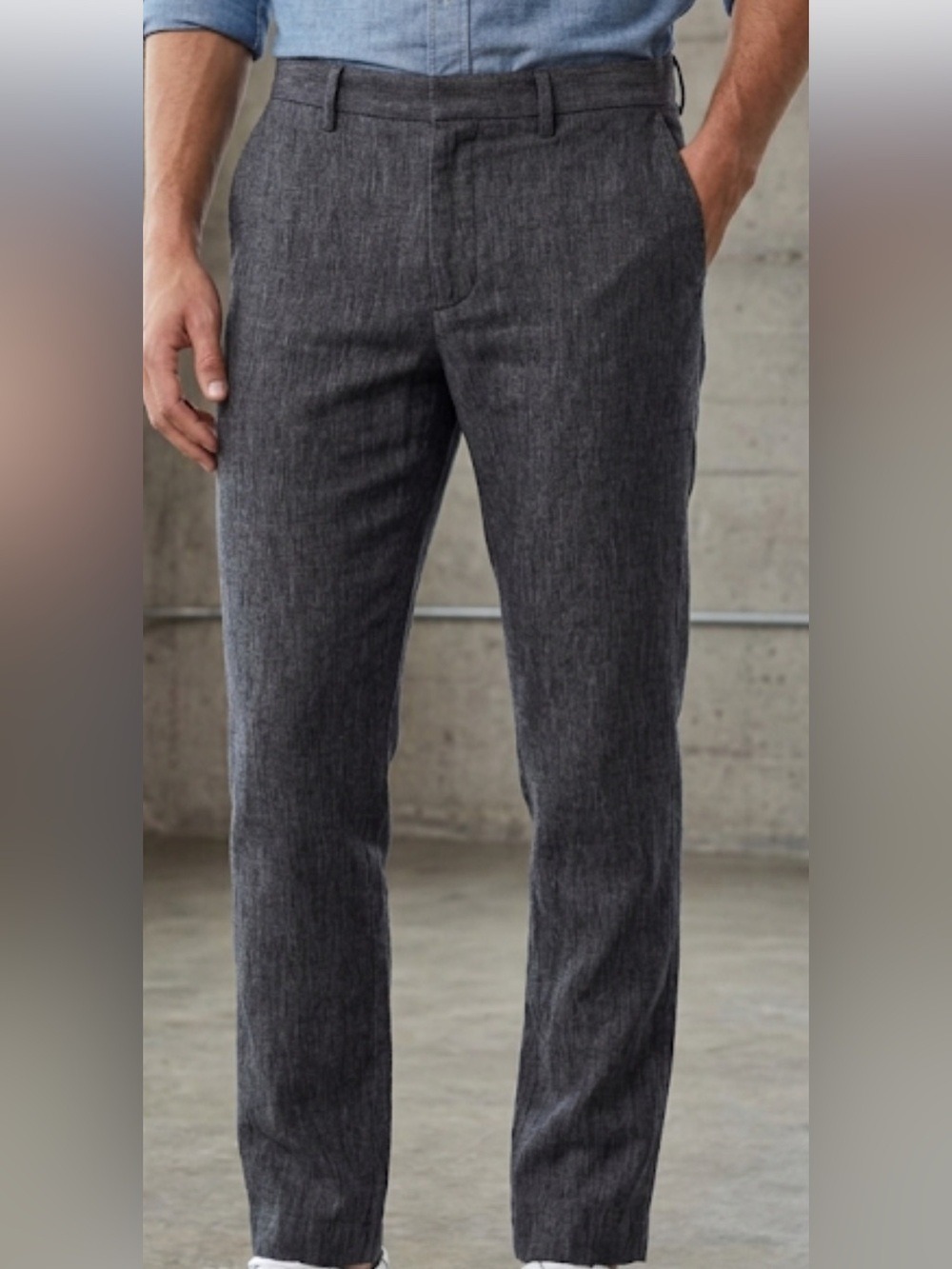 J.Crew Bedford Linen Blend Men’s Trouser Pants Blue Sz 34